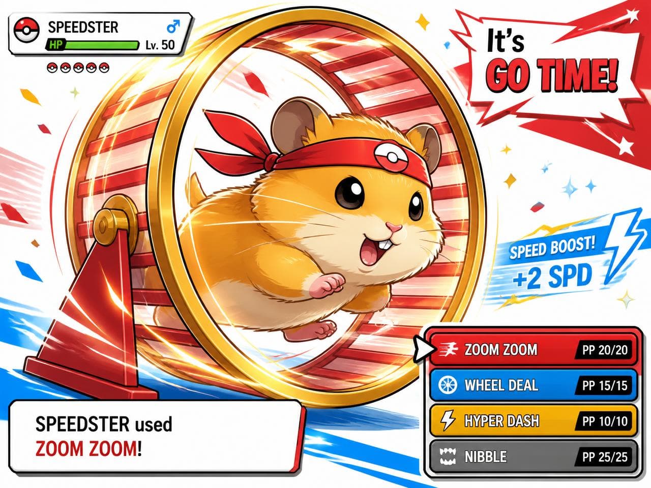 A hamster mid-sprint on its running wheel